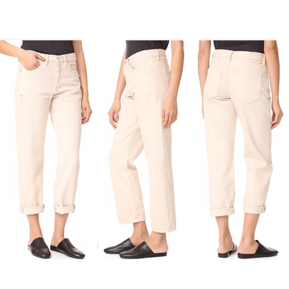 Free People Denim - Free People off white button up boyfriend jeans